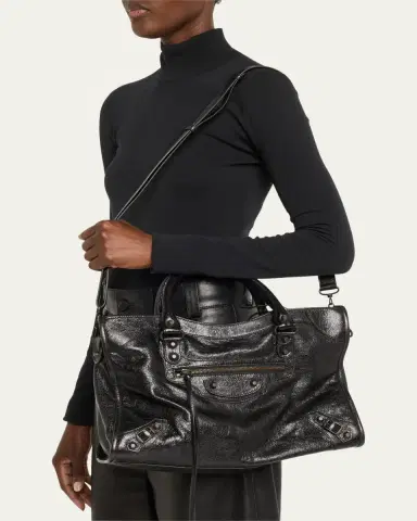 Balenciaga Le City Medium Crinkled Leather Top-Handle Bag | Thumbnail 2 Balenciaga Le City Medium Crinkled Leather Top-Handle Bag | Thumbnail 2