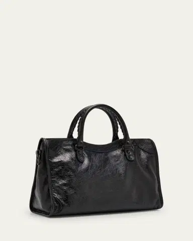 Balenciaga Le City Medium Crinkled Leather Top-Handle Bag | Thumbnail 3 Balenciaga Le City Medium Crinkled Leather Top-Handle Bag | Thumbnail 3