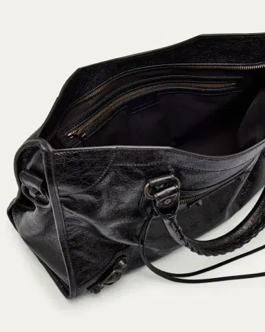 Balenciaga Le City Medium Crinkled Leather Top-Handle Bag | Thumbnail 4 Balenciaga Le City Medium Crinkled Leather Top-Handle Bag | Thumbnail 4