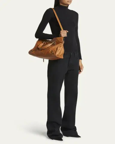 Balenciaga Le City Medium Crinkled Leather Top-Handle Bag | Thumbnail 7 Balenciaga Le City Medium Crinkled Leather Top-Handle Bag | Thumbnail 7
