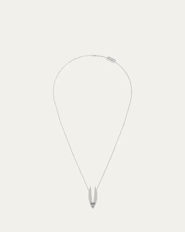 KAMAL 18K Gold Petal Lotus Edge Pear Diamond Necklace, 16"L