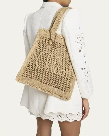 Chloé Summer Banana Tote Bag in Crochet Fabric | Thumbnail 2 Chloé Summer Banana Tote Bag in Crochet Fabric | Thumbnail 2