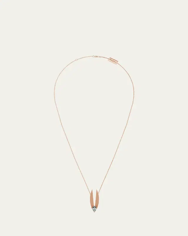 KAMAL 18K Gold Petal Lotus Edge Pear Diamond Necklace, 16"L