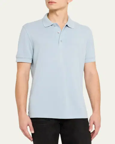 Tom Ford Men's Lyocell Pique Polo Shirt | Thumbnail 4 Tom Ford Men's Lyocell Pique Polo Shirt | Thumbnail 4