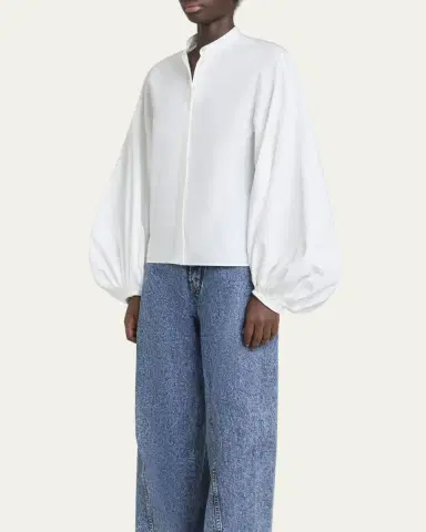 ALAÏA Puff Sleeve Button Down Blouse | Thumbnail 4