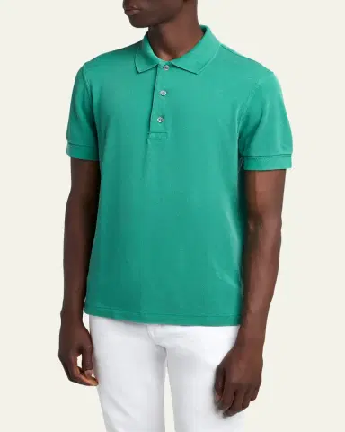 Tom Ford Men's Lyocell Pique Polo Shirt | Thumbnail 4