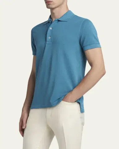 Tom Ford Men's Lyocell Pique Polo Shirt | Thumbnail 8