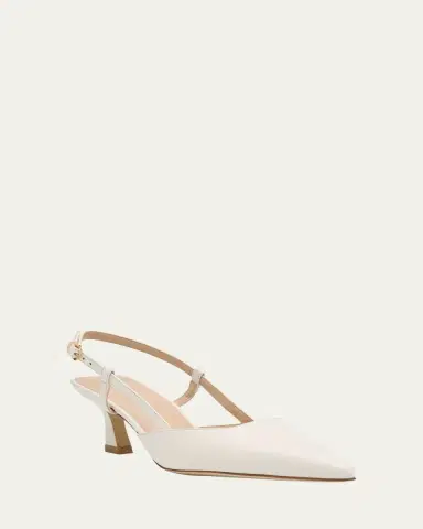 Stuart Weitzman Vinnie Leather Kitten Slingback Pumps | Thumbnail 3