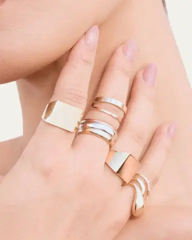 Lana 14K Tri Gold Three-Row Bubble Ring | Thumbnail 2