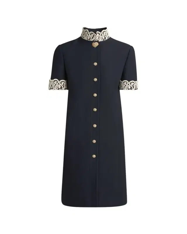 Embellished Lace-Trim Dress
