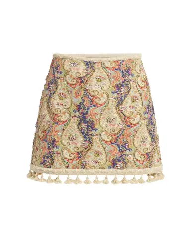 Valentino Garavani Embellished Tassel-Trim Piquet Mini Skirt | Thumbnail 1 Valentino Garavani Embellished Tassel-Trim Piquet Mini Skirt | Thumbnail 1