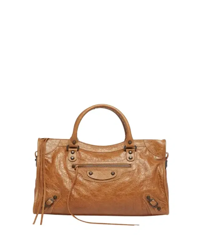 Balenciaga Le City Medium Crinkled Leather Top-Handle Bag