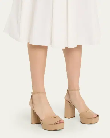 Prada Nappa Triangle Peep-Toe Platform Sandals | Thumbnail 2 Prada Nappa Triangle Peep-Toe Platform Sandals | Thumbnail 2