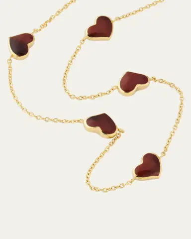 Jan Leslie 18K Gold Plated 5 Station Heart Necklace, 30"L | Thumbnail 3 Jan Leslie 18K Gold Plated 5 Station Heart Necklace, 30"L | Thumbnail 3