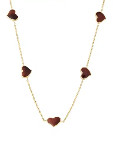 Jan Leslie 18K Gold Plated 5 Station Heart Necklace, 30"L | Thumbnail 1 Jan Leslie 18K Gold Plated 5 Station Heart Necklace, 30"L | Thumbnail 1