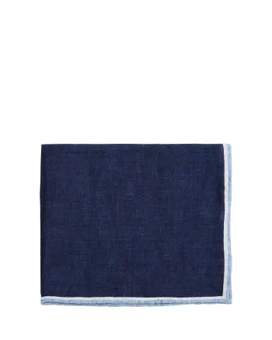 Rosi Collection Men's Linen Stripe-Trim Pocket Square | Thumbnail 1