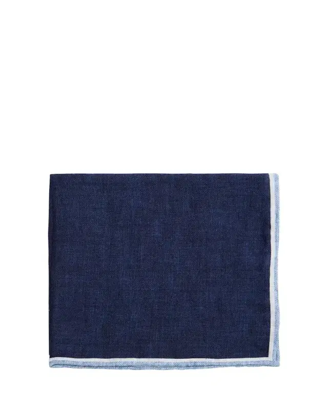 Men's Linen Stripe-Trim Pocket Square