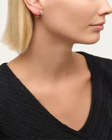 Jan Leslie Dash Rectangle Gemstone Huggie Earrings | Thumbnail 2