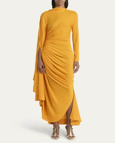 Bottega Veneta Draped Matte Viscose Jersey Cape Maxi Dress | Thumbnail 2 Bottega Veneta Draped Matte Viscose Jersey Cape Maxi Dress | Thumbnail 2