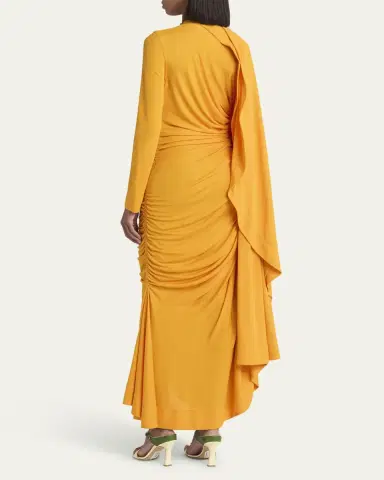 Bottega Veneta Draped Matte Viscose Jersey Cape Maxi Dress | Thumbnail 3 Bottega Veneta Draped Matte Viscose Jersey Cape Maxi Dress | Thumbnail 3