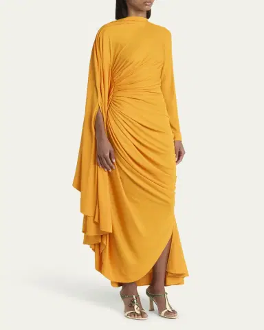 Bottega Veneta Draped Matte Viscose Jersey Cape Maxi Dress | Thumbnail 4 Bottega Veneta Draped Matte Viscose Jersey Cape Maxi Dress | Thumbnail 4