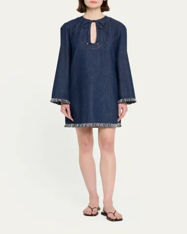 Zimmermann Rhiannon Fringe Denim Mini Dress | Thumbnail 2