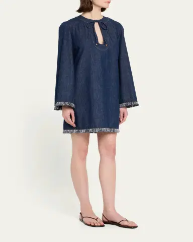 Zimmermann Rhiannon Fringe Denim Mini Dress | Thumbnail 4