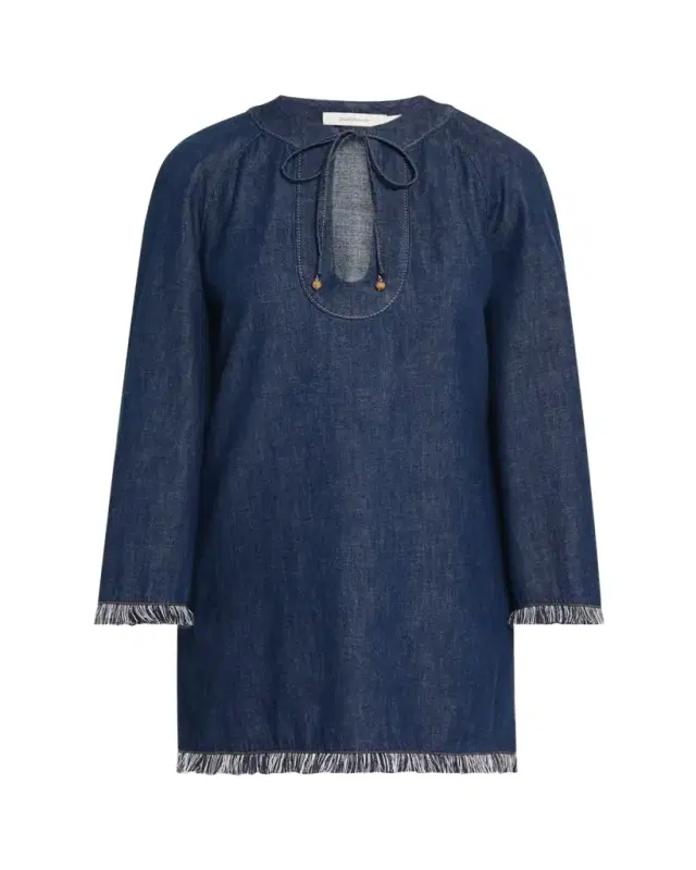 Rhiannon Fringe Denim Mini Dress