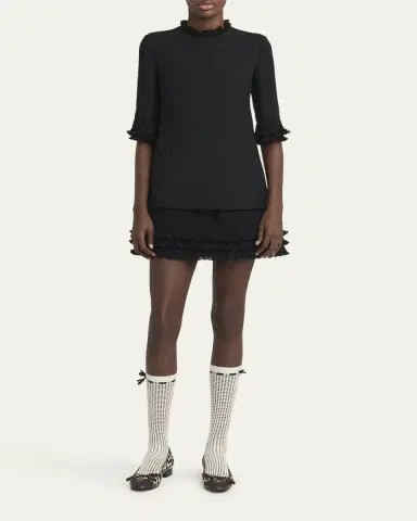 Valentino Garavani Ruffle Silk Crepe Mini Dress | Thumbnail 2 Valentino Garavani Ruffle Silk Crepe Mini Dress | Thumbnail 2