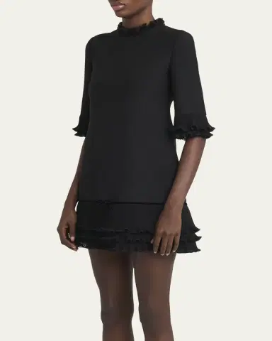Valentino Garavani Ruffle Silk Crepe Mini Dress | Thumbnail 4 Valentino Garavani Ruffle Silk Crepe Mini Dress | Thumbnail 4