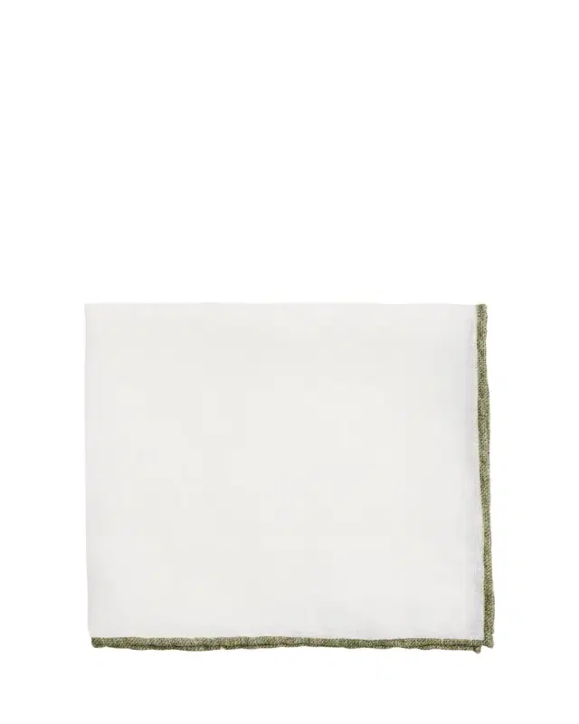 Men's Linen Contrast-Trim Pocket Square