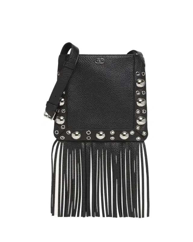 Valentino Garavani Nellcote Small Fringe Studded Leather Crossbody Bag