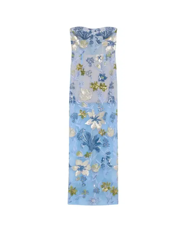 Bronx Banco Dahlia Sequin Floral Column Gown