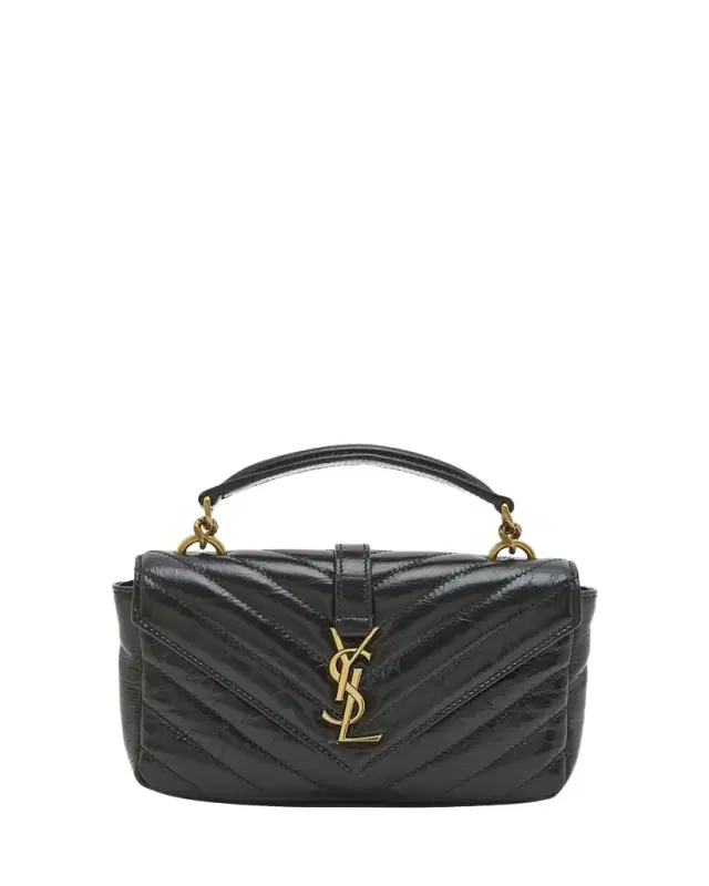 Saint Laurent College Mini YSL Quilted Top Handle Bag