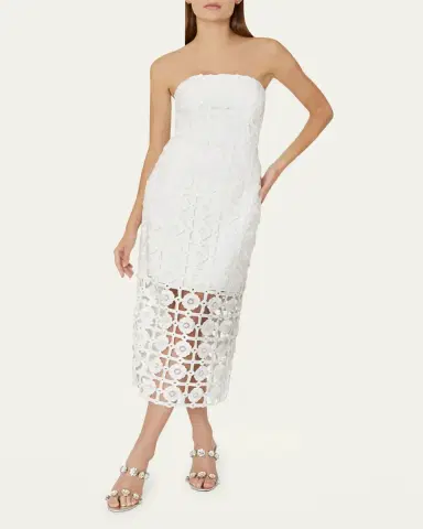 Milly Kait Strapless Tile Lace Midi Dress | Thumbnail 2 Milly Kait Strapless Tile Lace Midi Dress | Thumbnail 2