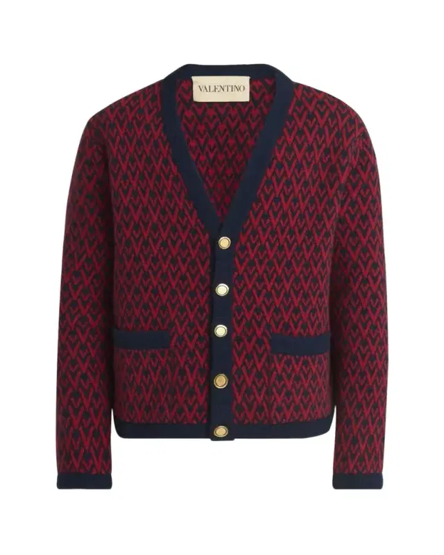 Men's Wool Toute La V Jacquard Cardigan