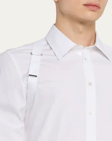 Alexander McQueen Men's Logo-Tape Harness Dress Shirt | Thumbnail 5