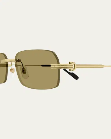 Cartier Men's Rimless Rectangle Metal Sunglasses | Thumbnail 2