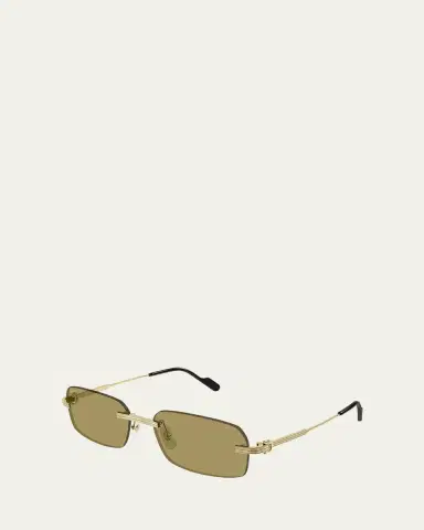 Cartier Men's Rimless Rectangle Metal Sunglasses | Thumbnail 3