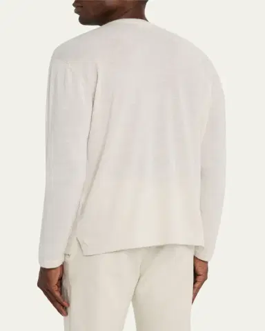 Bergdorf Goodman Men's Cashmere and Linen Henley Sweater | Thumbnail 3