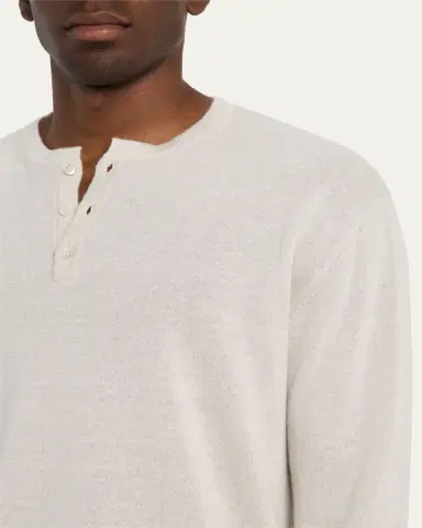 Bergdorf Goodman Men's Cashmere and Linen Henley Sweater | Thumbnail 5