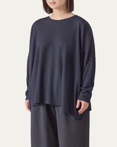 Eskandar Ultrafine Cashmere Wide Round-Neck Sweater (Mid Plus Length) | Thumbnail 5 Eskandar Ultrafine Cashmere Wide Round-Neck Sweater (Mid Plus Length) | Thumbnail 5