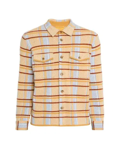 Guest in Residence Men's Windowpane Cashmere Work Shirt | Thumbnail 1