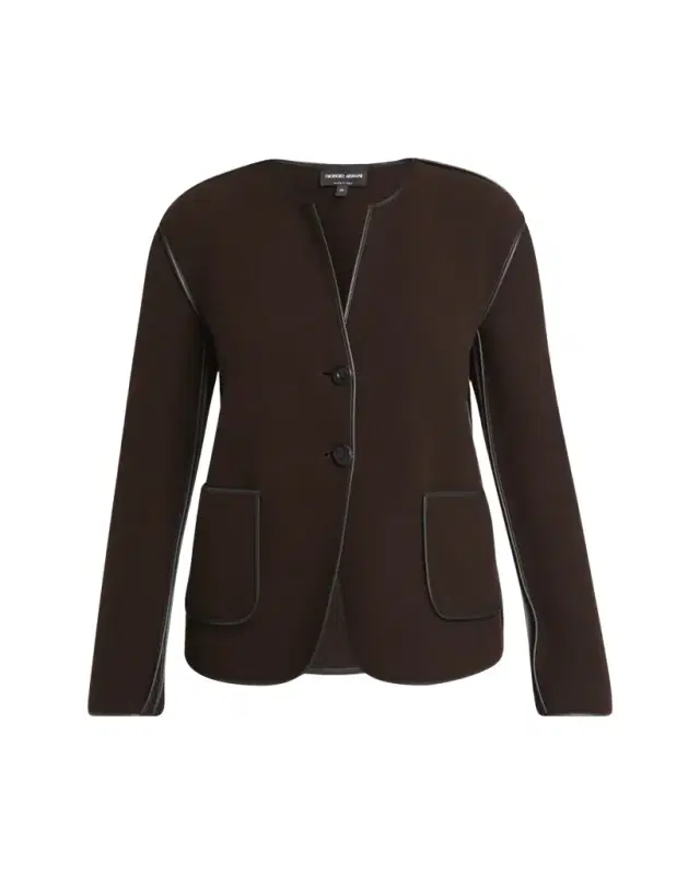 Giorgio Armani Leather Piping Cashmere Fleece Short Coat