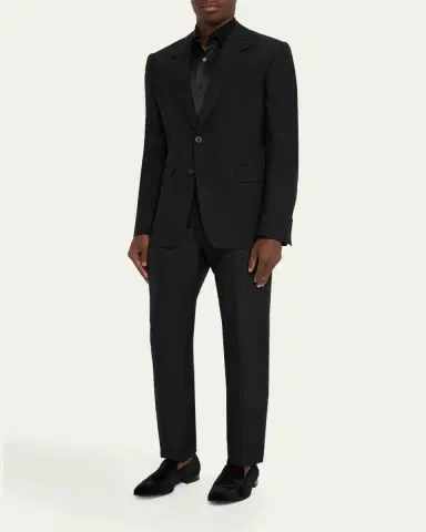 Bergdorf Goodman Men's Piped Velvet Apron-Toe Venetian Loafers | Thumbnail 3 Bergdorf Goodman Men's Piped Velvet Apron-Toe Venetian Loafers | Thumbnail 3