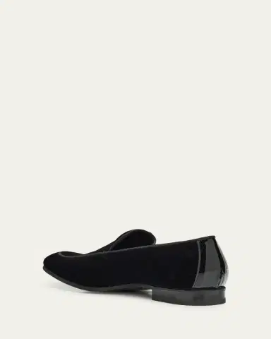 Bergdorf Goodman Men's Piped Velvet Apron-Toe Venetian Loafers | Thumbnail 4 Bergdorf Goodman Men's Piped Velvet Apron-Toe Venetian Loafers | Thumbnail 4