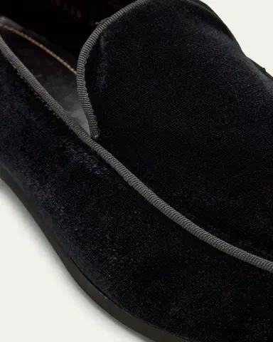 Bergdorf Goodman Men's Piped Velvet Apron-Toe Venetian Loafers | Thumbnail 5 Bergdorf Goodman Men's Piped Velvet Apron-Toe Venetian Loafers | Thumbnail 5
