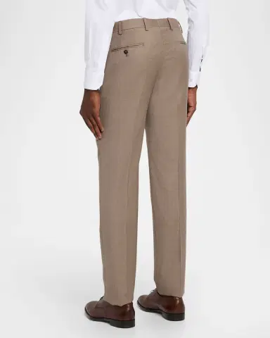 Giorgio Armani Men's Wool Sharkskin Flat Front Trousers | Thumbnail 2 Giorgio Armani Men's Wool Sharkskin Flat Front Trousers | Thumbnail 2