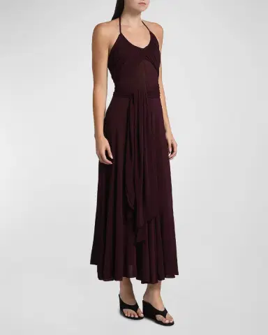 Alaïa Draped Halter Backless Gown | Thumbnail 3