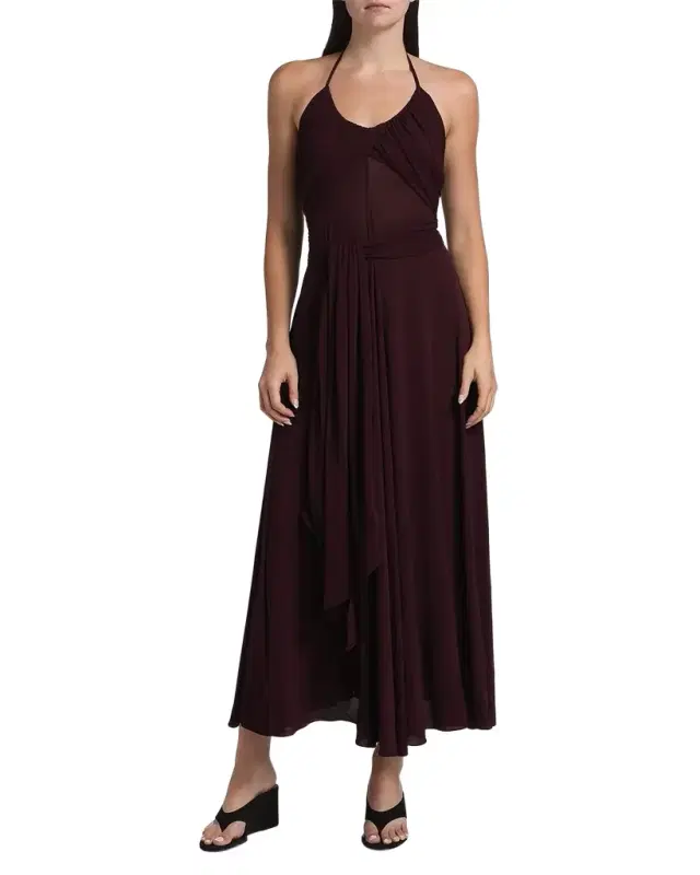 Draped Halter Backless Gown